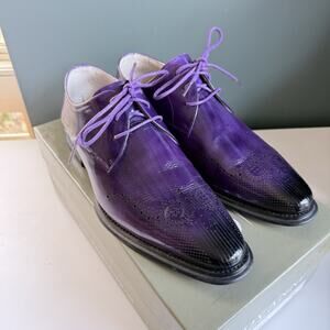 Mens‎ 8.5 Authentic Leather Lace Up Oxford Dress Shoes Purple Giovanni Owen